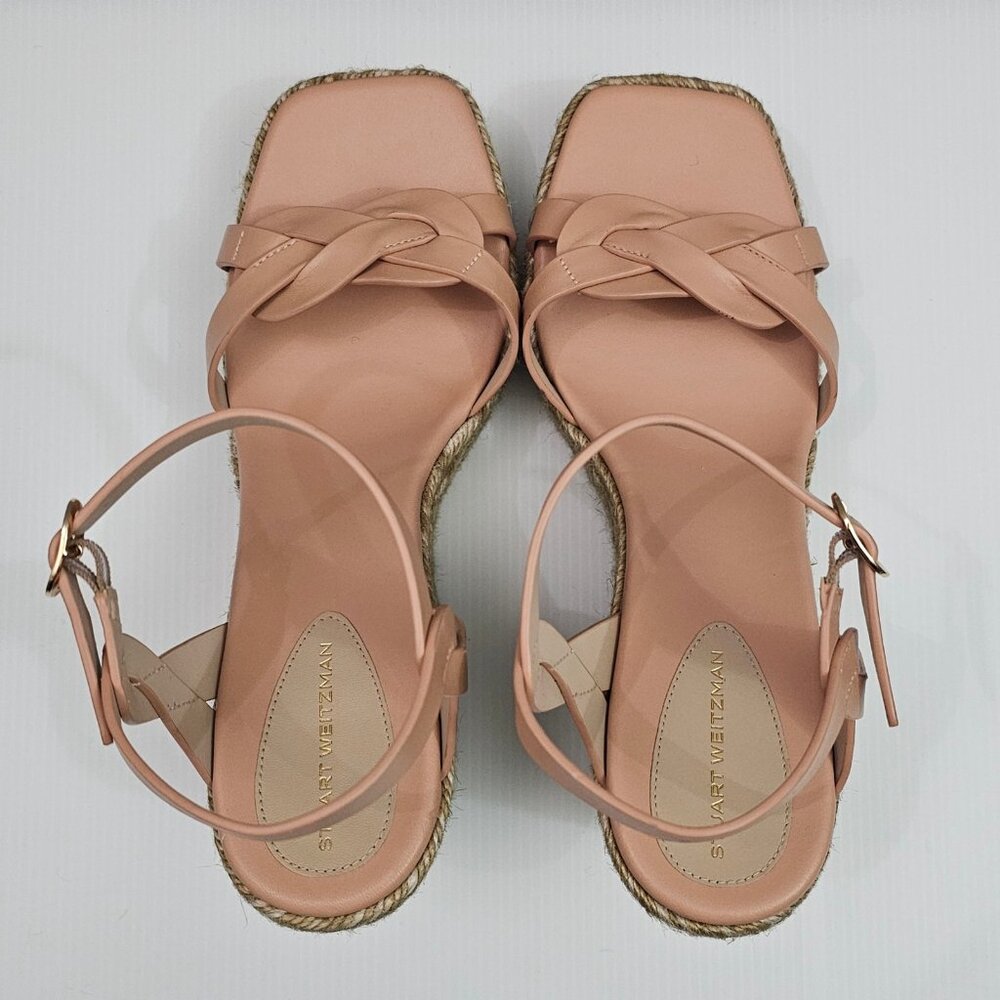 Stuart Weitzman Braida Max Espadrille Wedge Womens 9.5 Tan Leather Sandal Summer - Picture 10 of 15
